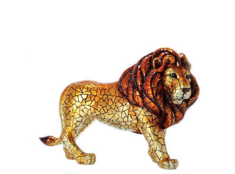 Figurine de Lion Doré Mosaïque Carnival Barcino. 40cm