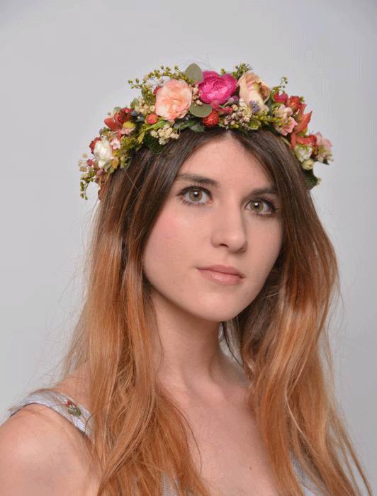 Couronne Valeria. Fleurs Préservées. Printemps