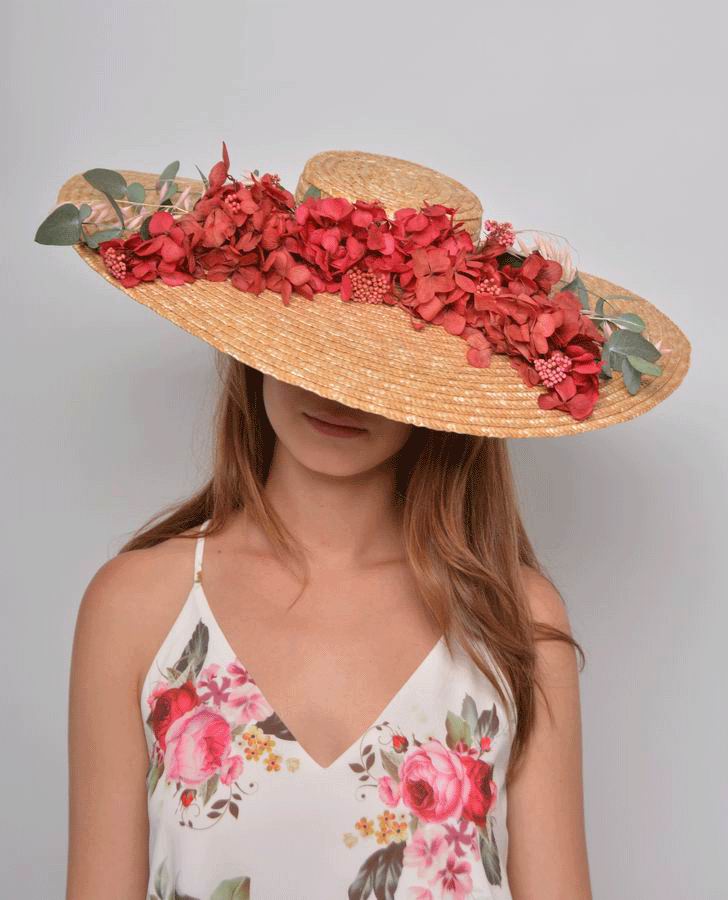 Straw Floppy Hat Marta with Preserved Flowers