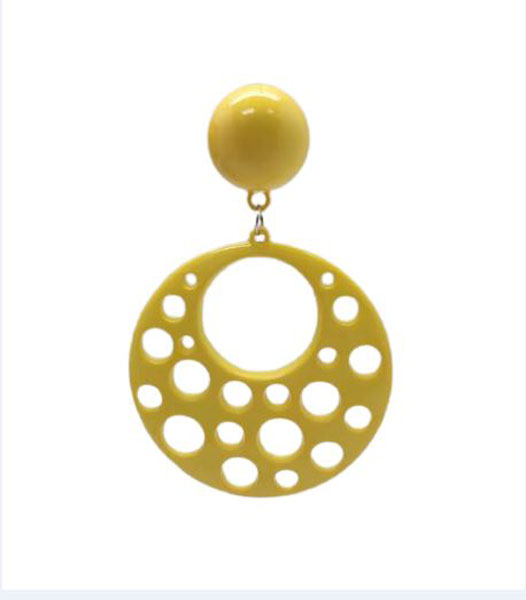 Boucles D'oreilles Flamenco en Plastique avec Trous. Jaune