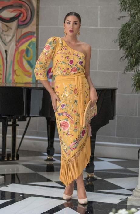 Mustard Embroidered Shawl Skirt