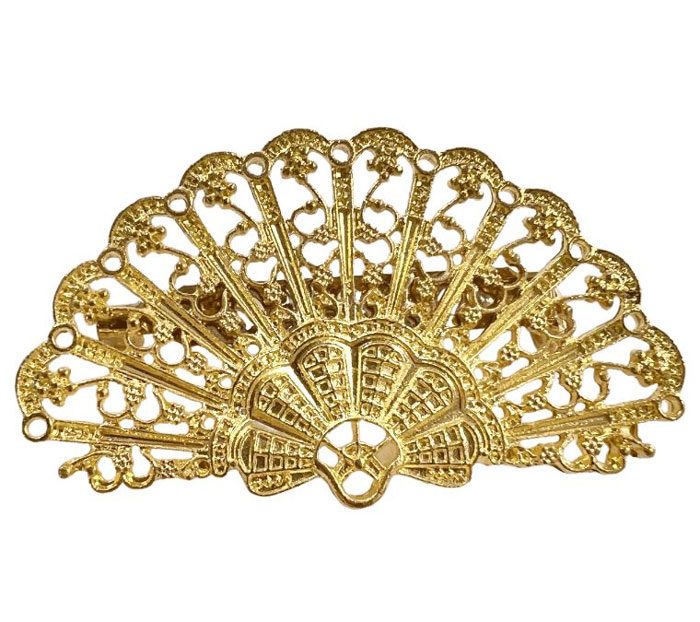 Broche de Flamenca Dorado Abanico