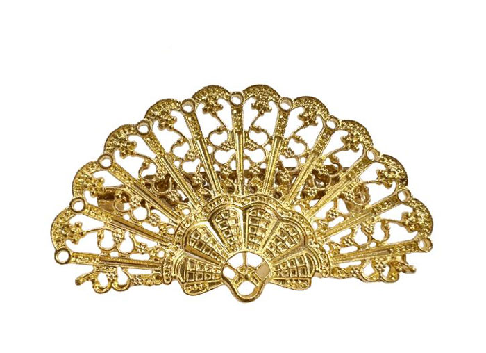 Golden Flamenco Fan Brooch