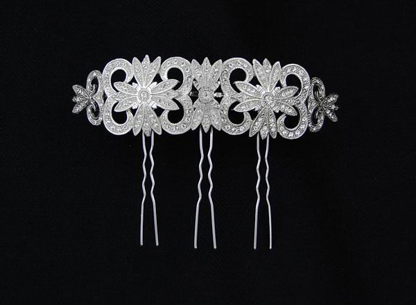 Rhodium Bridal Hair Comb with Swarovski Crystals ref. 12614