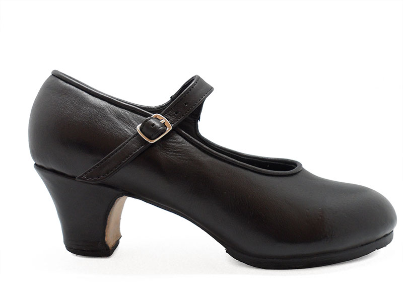 Black Leather Semi-Professional  Flamenco Shoes Mercedes. Flamencoexport