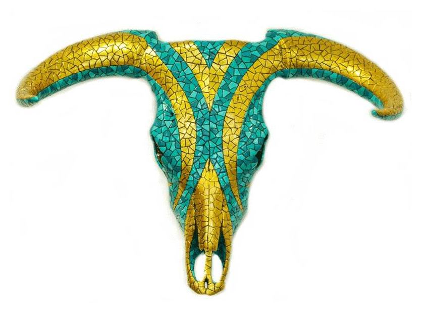 Crâne de Taureau en Turquoise de Carnival. 70cm