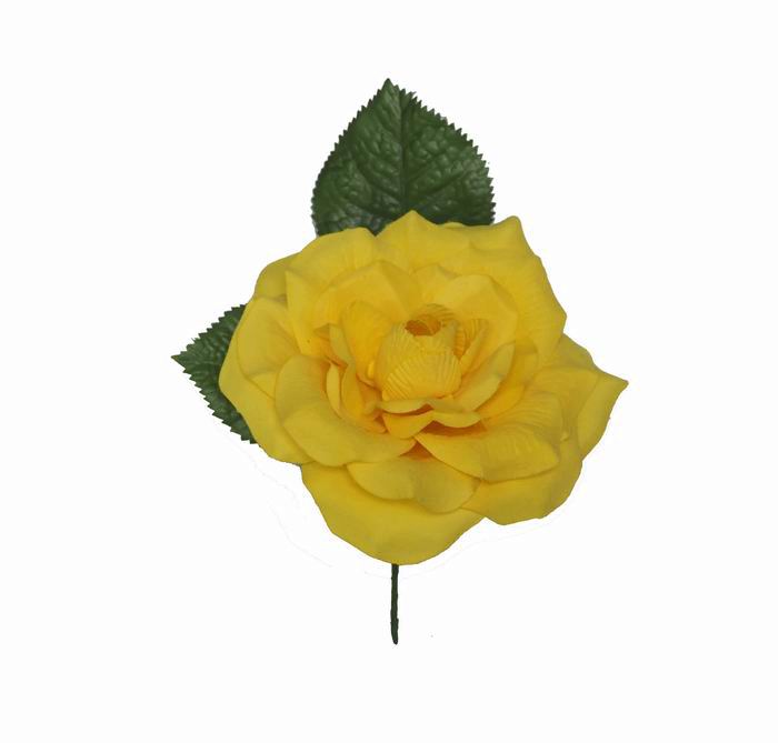 Grande Rose Fleur Flamenca. Modèle Parma. Jaune. 15cm