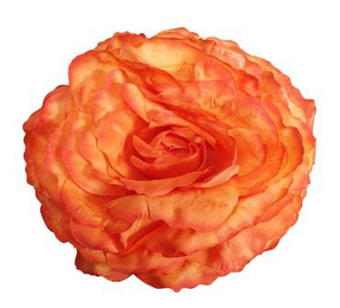 King Large Rose. Salmon/Orange Flamenco Flower. 17cm