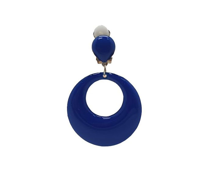 Small Flamenco Hoop Earrings for Girls Enameled. Blue