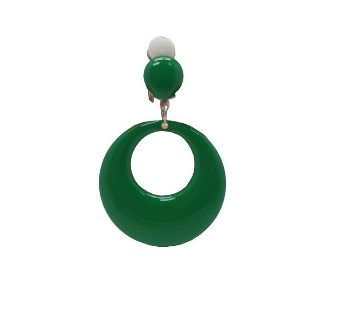 Small Flamenco Hoop Earrings for Girls Enameled. Bottle Green