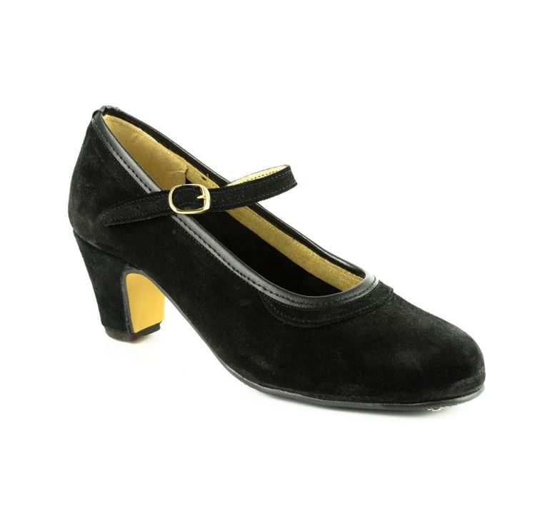 Chaussures classiques de flamenco espagnole pour débutants en daim avec boucle