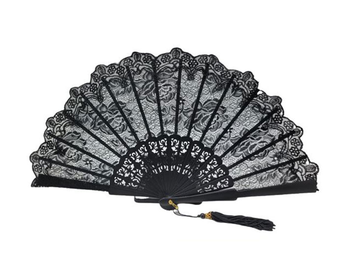 Ceremony Fan for Maid of honour with Black Lace