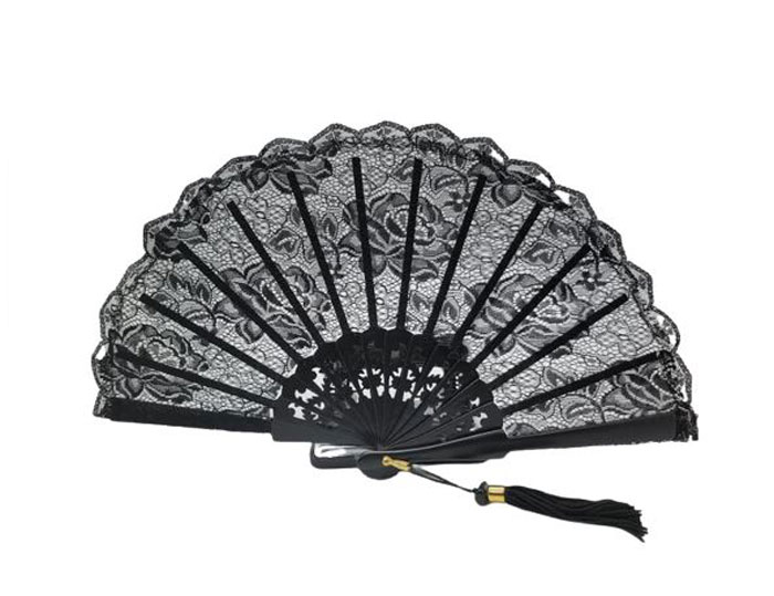 Black Lace Maid of Honor Fan. Ref. 1678