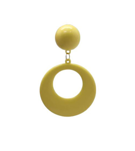 Boucles D'oreilles Flamenco en Plastique. Cercle Moyen. Jaune