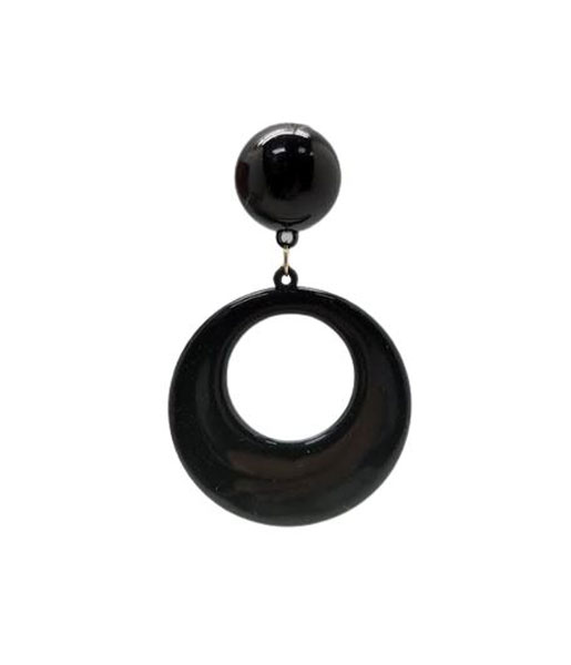 Boucles D'oreilles Flamenco en Plastique. Cercle Moyen. Noir