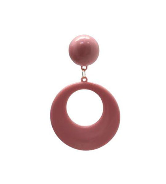 Boucles D'oreilles Flamenco en Plastique. Cercle Moyen. Rose