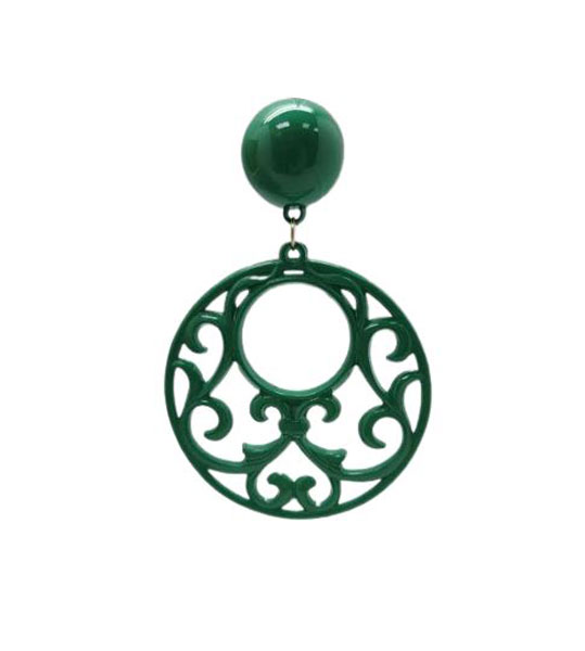 Boucles D'oreilles Flamenco en Plastique Ajouré. Vert