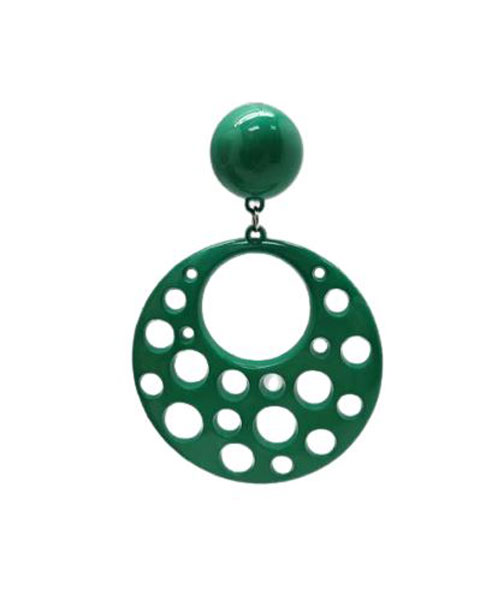 Boucles D'oreilles Flamenco en Plastique avec Trous. Vert