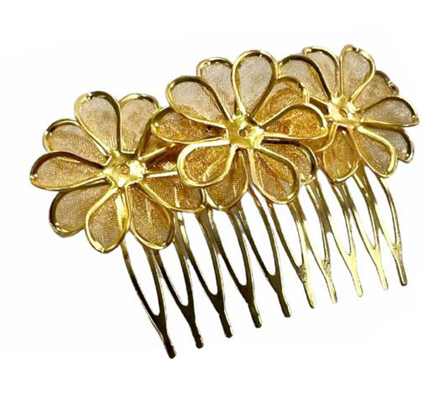 Golden Flamenco Comb. Three Flowers