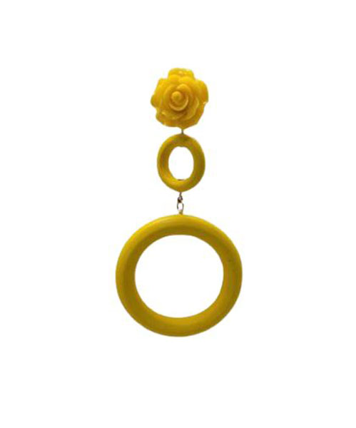 Boucles d'oreilles flamenco à double anneau pour femmes. Jaune