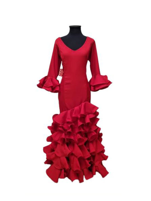 Talla 42. Traje de Flamenca Liso Rojo. Ana