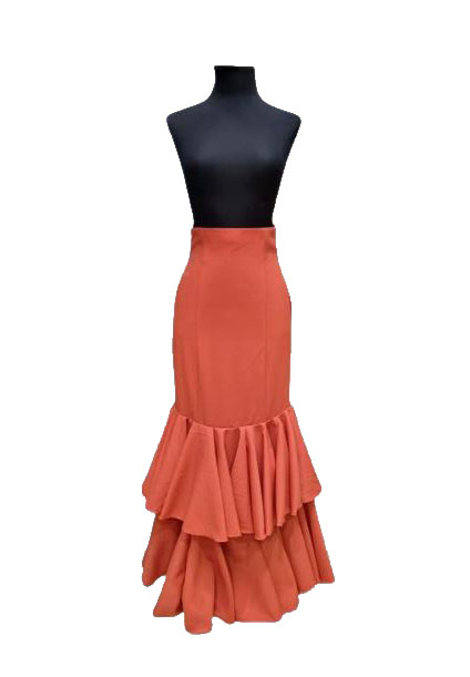 Look Spectacular in El Rocío with our Flamenco Skirt with 2 Coral Ruffles