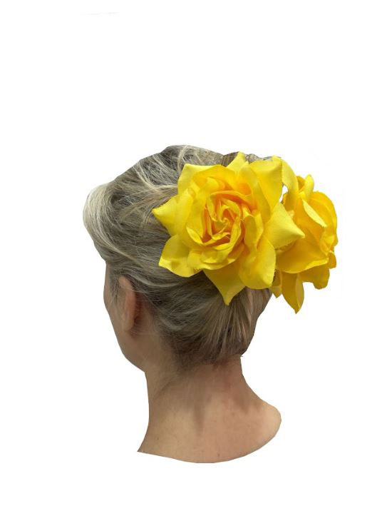 Barrette à Cheveux en Forme de Fleur de Rose. Jaune