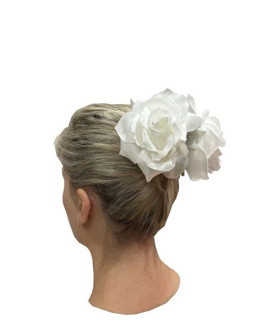 Barrette à Cheveux en Forme de Fleur de Rose. Blanc