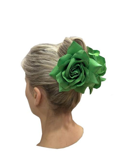 Barrette à Cheveux en Forme de Fleur de Rose. Vert pistache