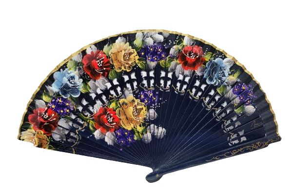 Openwork Black Fan with floral design on both sides Ref. 1287