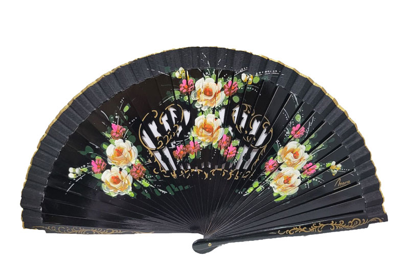 Openwork Black Fan with floral design on both sides Ref. 1145