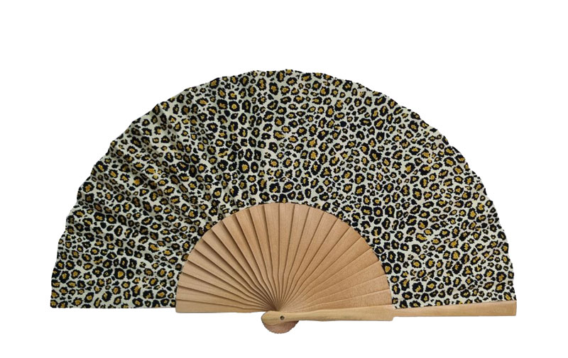 Animal Print Fabric Fan. Leopard. 43cm