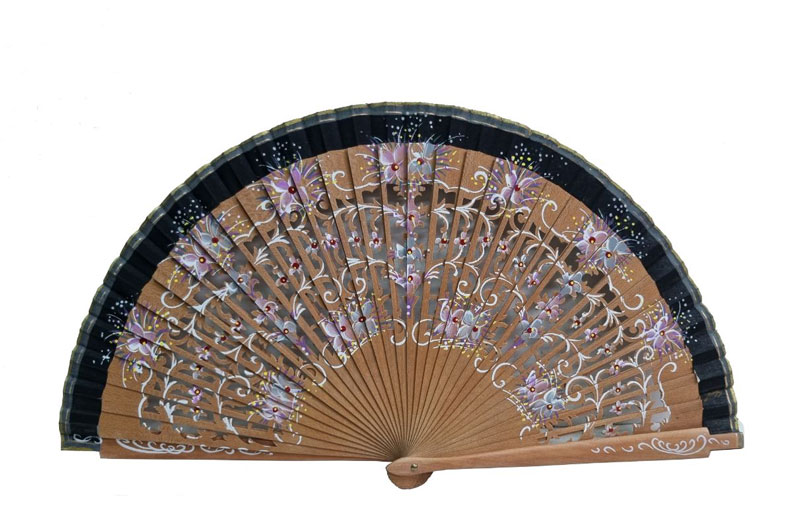 Hand Painted Sycamore Wood Fan. Ref. 136