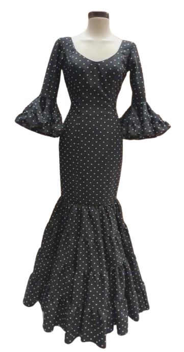 Size 34. Flamenco Dress. Mod. Eva Negro Lunar blanco