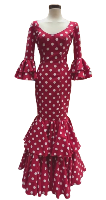 Size 34. Flamenco Dresses Lola Model. Red Polka Dot White