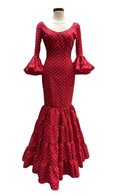 Size 34. Flamenco Dress. Mod. Eva Rojo Lunar blanco