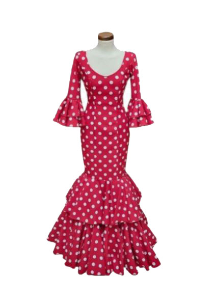 Size 34. Flamenco Dresses Lola Model. Red Polka Dot White