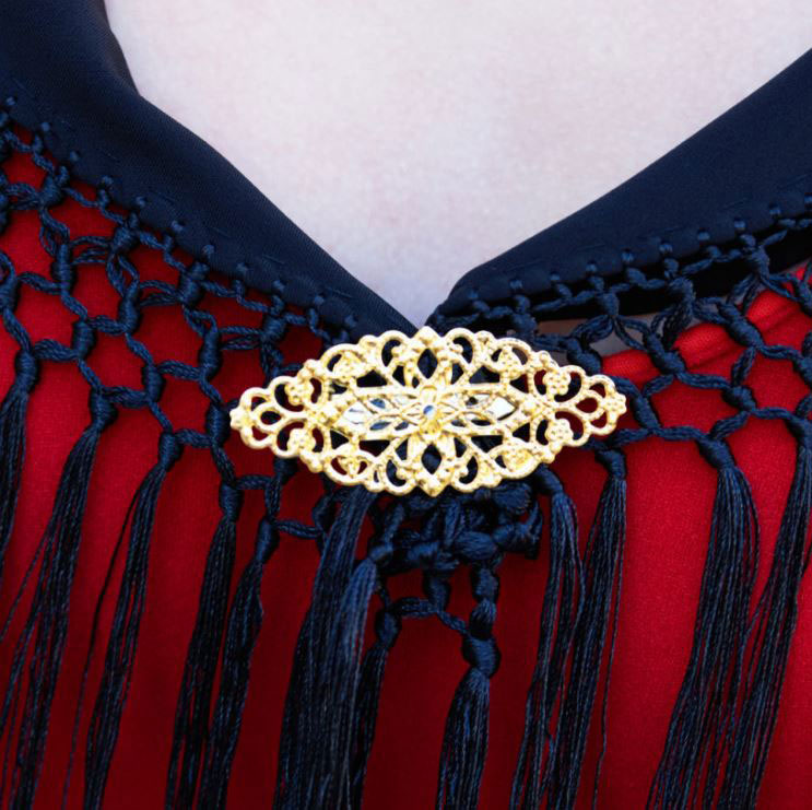 Broche en Filigrane Doré pour Châle de Flamenco