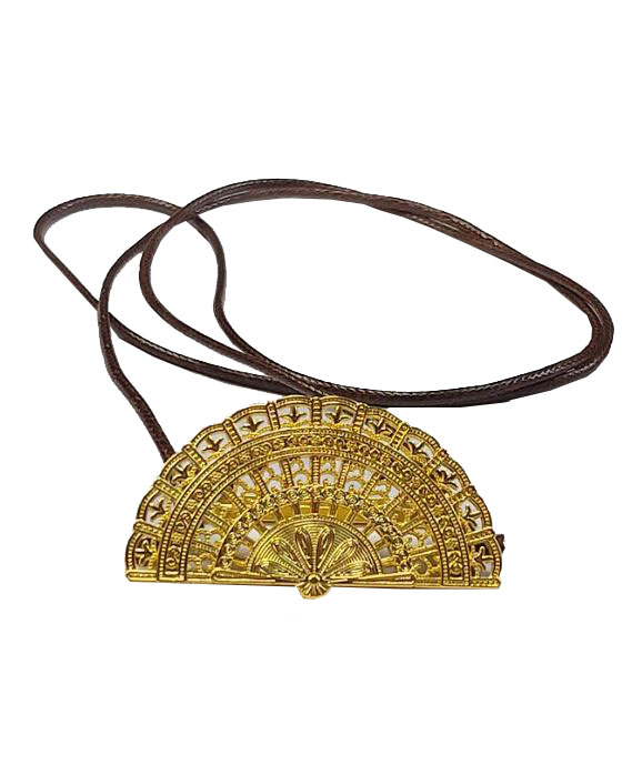 Gold Plated Metal Fan Hanger with Leather Cord