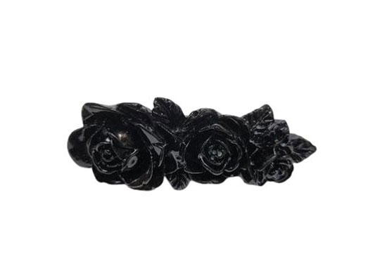 Broche Trio de Roses en Résine. Noir