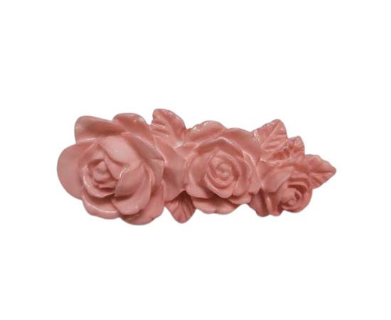 Three Roses Resin Brooch. Pink