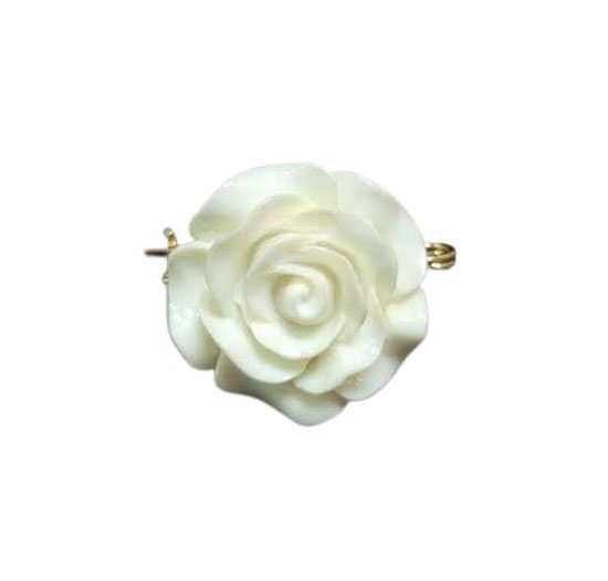 Broche de Resina para Mantoncillo en Forma de Rosa. Blanco