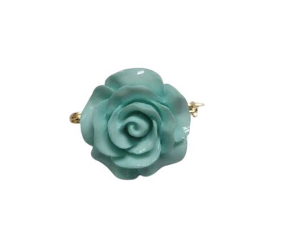 Broche forma de Rosa en Resina. Azul Claro