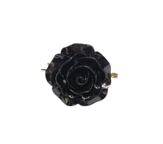 Broche Rose en Résine pour Châle Flamenco. Noir