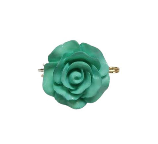 Broche para Mantoncillos en Forma de Rosa. Verde Agua