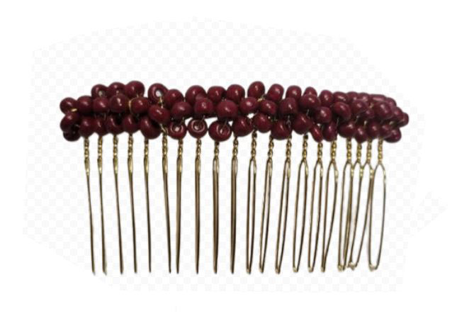 Peigne en Perles de Couleur Bordeaux