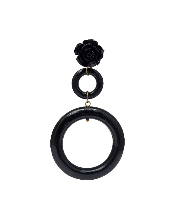 Pendientes de Flamenca Doble Aro para Mujer. Negro