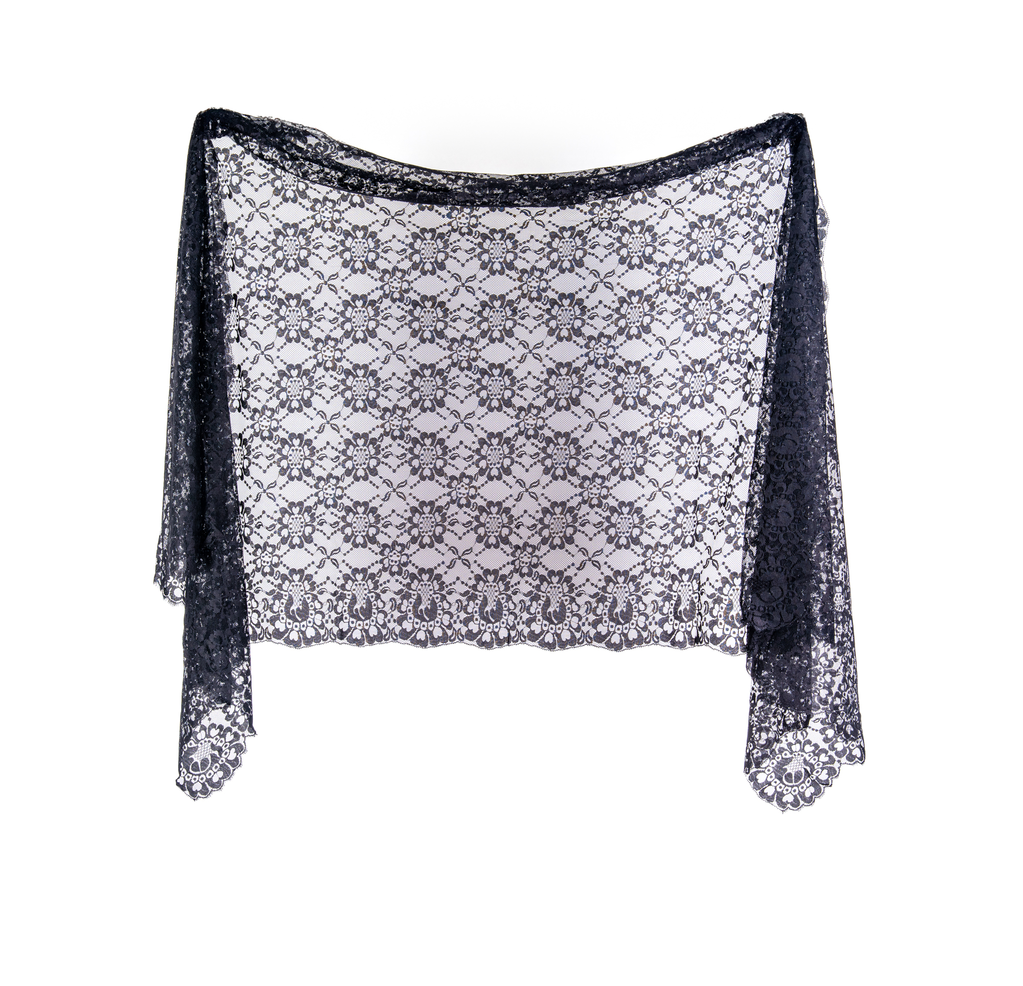 Rectangular Shawl. Black. Dimensions 210cm X 90cm