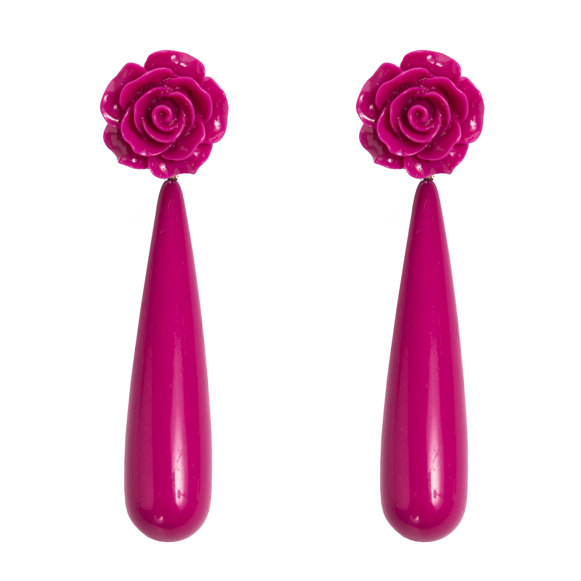 Tear Drop Flamenco Earrings in Bougainvillea