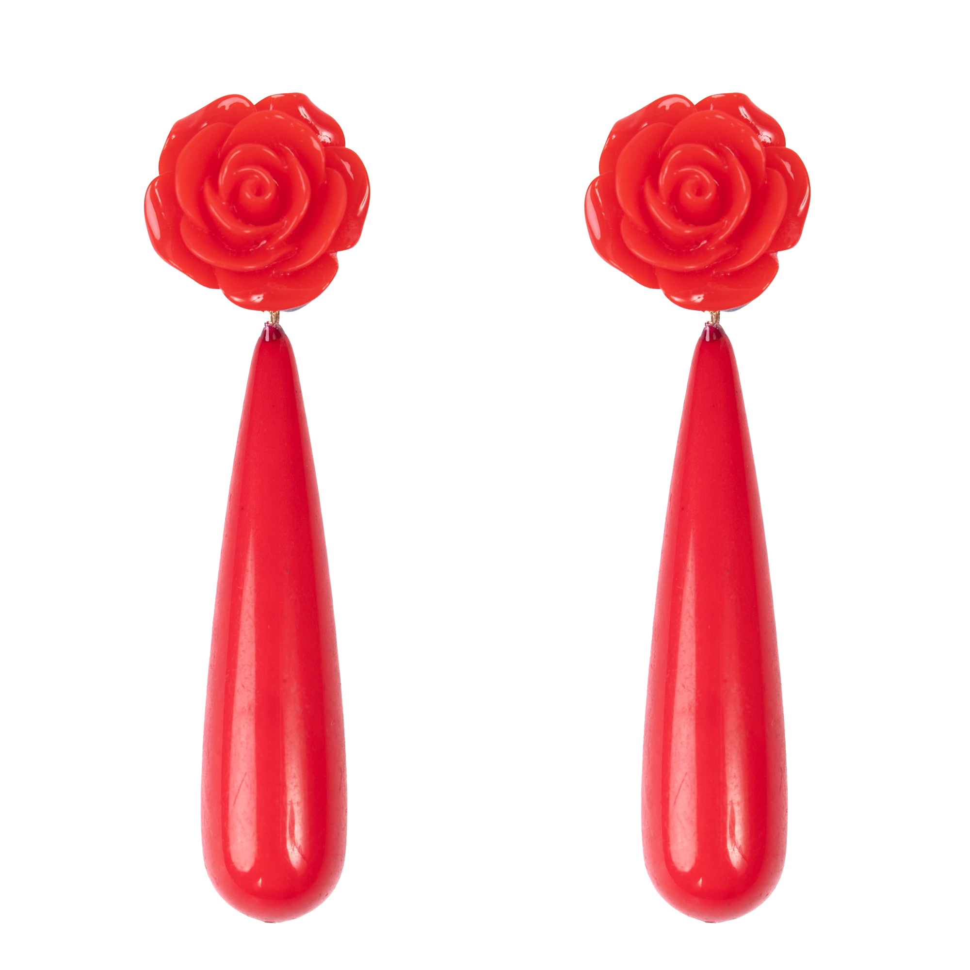 Flamenco Teardrop Earrings in Red